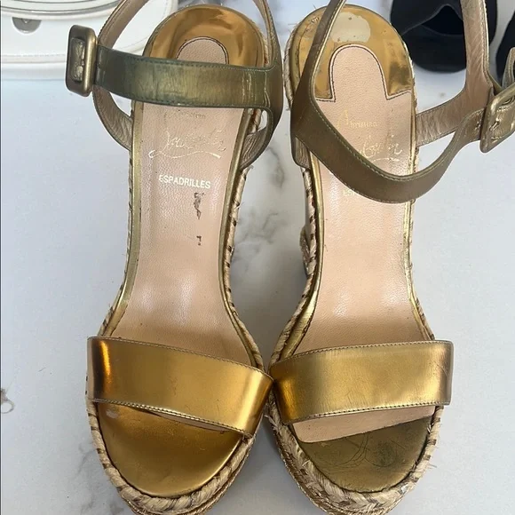 Christian Louboutin Gold Wedges - Picture 9 of 11